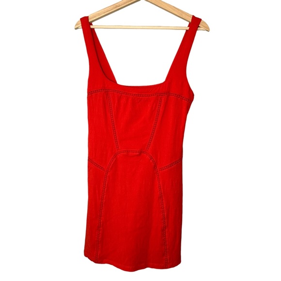 Free People Beyond Me Coral Red Crochet Slip Dress - Picture 3 of 6